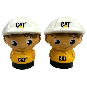 2 Mega Bloks Block Cat Construction Crew Worker Men Caterpillar Hard Hat Buddies